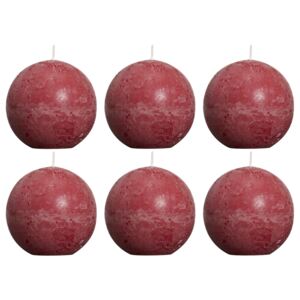 Bolsius Rustic Ball Candles 6 pcs 80 mm Wine Red
