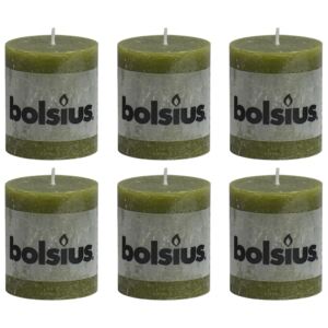 Bolsius Rustic Pillar Candles 6 pcs 80x68 mm Olive