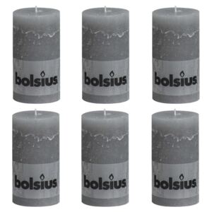 Bolsius Rustic Pillar Candles 6 pcs 130x68 mm Light Grey