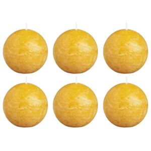Bolsius Rustic Ball Candles 6 pcs 80 mm Ochre Yellow