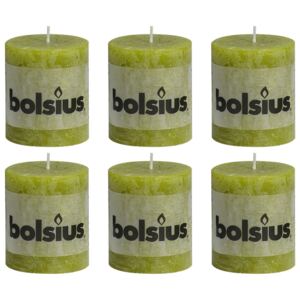 Bolsius Rustic Pillar Candles 6 pcs 80x68 mm Moss Green