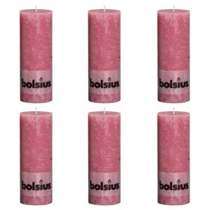 Bolsius Rustic Pillar Candles 6 pcs 190x68 mm Old Pink