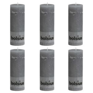 Bolsius Rustic Pillar Candles 6 pcs 190x68 mm Light Grey