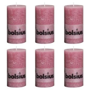 Bolsius Rustic Pillar Candles 6 pcs 130x68 mm Old Pink