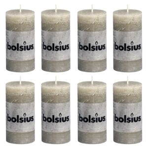 Bolsius Rustic Pillar Candles 8 pcs 100x50 mm Slate Grey