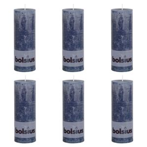 Bolsius Rustic Pillar Candles 6 pcs 190x68 mm Dark Blue
