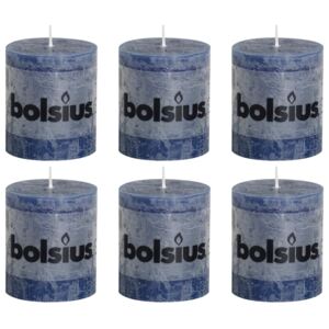 Bolsius Rustic Pillar Candles 6 pcs 80x68 mm Dark Blue