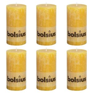 Bolsius Rustic Pillar Candles 6 pcs 130x68 mm Ochre Yellow