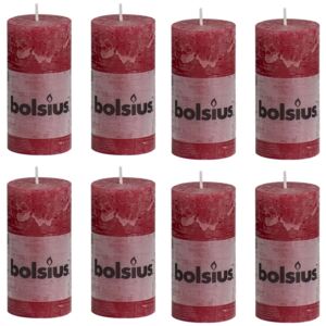 Bolsius Rustic Pillar Candles 8 pcs 100x50 mm Wine Red