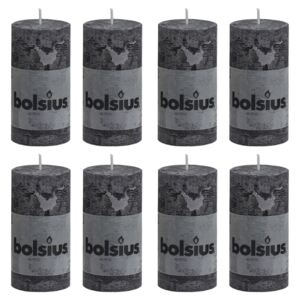 Bolsius Rustic Pillar Candles 8 pcs 100x50 mm Anthracite
