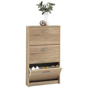 FMD Shoe Cabinet with 3 Tilting Compartments Oak