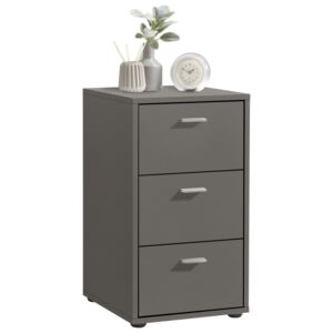 FMD Bedside Cabinet with 3 Drawers Lava Grey