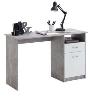 FMD Desk with 1 Drawer 123x50x76.5 cm Concrete and White