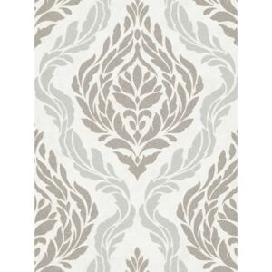 DUTCH WALLCOVERINGS Wallpaper Medallion White and Silver