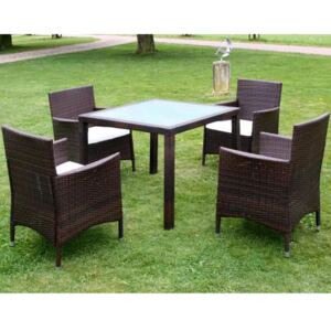 VidaXL 5 Piece Outdoor Dining Set with Cushions Poly Rattan Brown