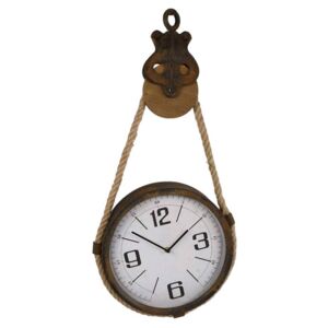 Gifts Amsterdam Wall Clock Pulley Metal Brown 32x7.5x66cm