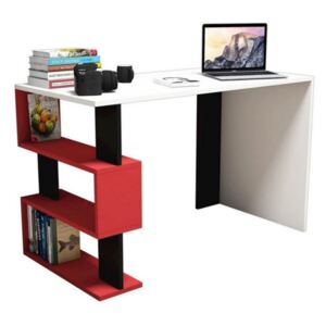 Homemania Computer Desk Snap 120x60x75cm White. Black and Red
