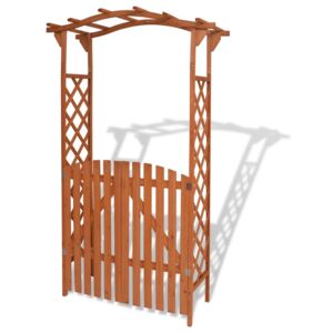 VidaXL Garden Arch with Gate Solid Wood 120x60x205 cm