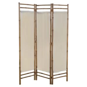 VidaXL Folding 3-Panel Room Divider Bamboo and Canvas 120 cm