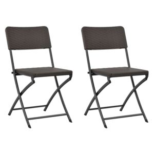 VidaXL Folding Garden Chairs 2 pcs HDPE and Steel Brown