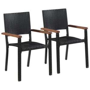 VidaXL Outdoor Chairs 2 pcs Poly Rattan Black