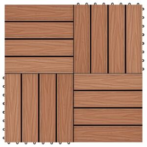 VidaXL 11 pcs Decking Tiles Deep Embossed WPC 30x30cm 1sqm Light Brown