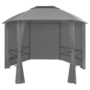 VidaXL Garden Marquee Pavilion Tent with Curtains Hexagonal 360x265 cm