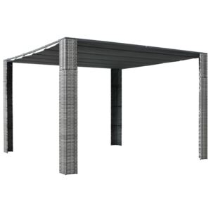 VidaXL Gazebo with Roof Poly Rattan 300x300x200 cm Grey and Anthracite