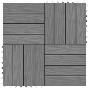 VidaXL 11 pcs Decking Tiles Deep Embossed WPC 30x30 cm 1 sqm Black
