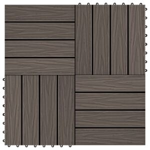 VidaXL 11 pcs Decking Tiles Deep Embossed WPC 30x30cm 1sqm Dark Brown