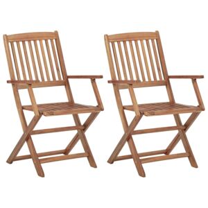 VidaXL Folding Outdoor Chairs 2 pcs Solid Acacia Wood