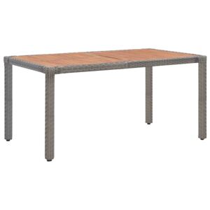VidaXL Garden Table Grey 150x90x75 cm Poly Rattan and Solid Acacia Wood