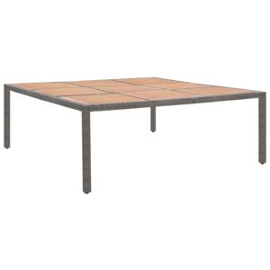VidaXL Garden Table Grey 200x200x74 cm Poly Rattan and Acacia Wood