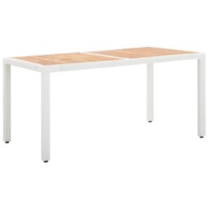 VidaXL Garden Table White 150x90x75 cm Poly Rattan and Solid Acacia Wood