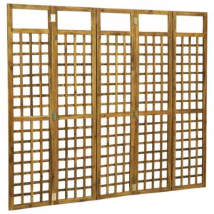 VidaXL 5-Panel Room Divider/Trellis Solid Acacia Wood 200x170 cm