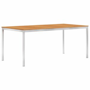 VidaXL Garden Dining Table 180x90x75 cm Solid Acacia Wood and Stainless Steel