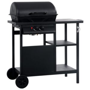 VidaXL Gas BBQ Grill with 3-layer Side Table Black