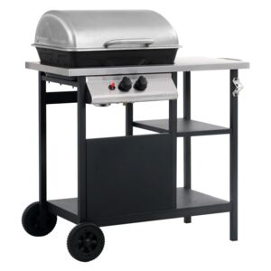 VidaXL Gas BBQ Grill with 3-layer Side Table Black and Silver