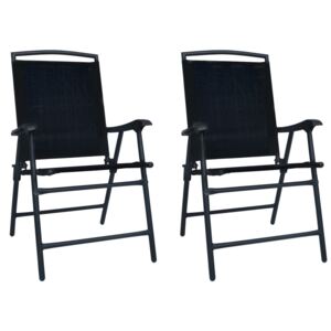 VidaXL Folding Garden Chairs 2 pcs Texilene Black