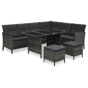 VidaXL 4 Piece Garden Lounge Set with Cushions Poly Rattan Grey