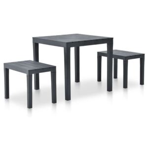 VidaXL Garden Table with 2 Benches Plastic Anthracite