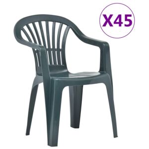 VidaXL Stackable Garden Chairs 45 pcs Plastic Green