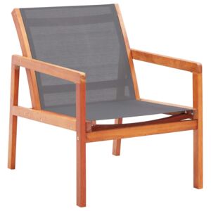 VidaXL Garden Lounge Chair Grey Solid Eucalyptus Wood and Textilene