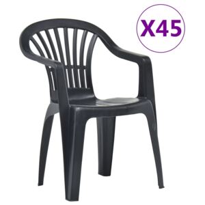 VidaXL Stackable Garden Chairs 45 pcs Plastic Anthracite