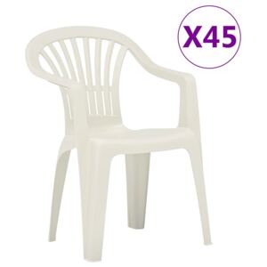 VidaXL Stackable Garden Chairs 45 pcs Plastic White