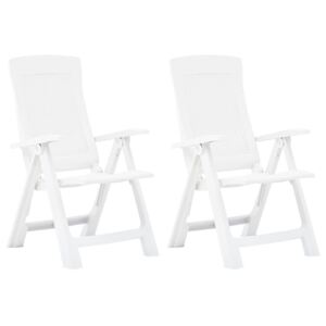 VidaXL Garden Reclining Chairs 2 pcs Plastic White
