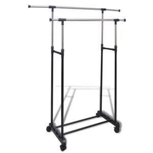 VidaXL Adjustable Clothes Rack 4 Castors 2 Hanging Rails