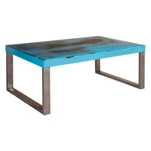 Verty Furniture Industrial Design with Distress Finish Coffee Table - Blue