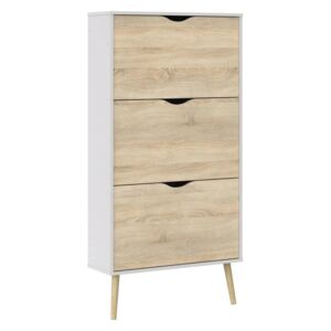 Netfurniture Solo Shoe Cabinet 3 Drawers In White And Oak