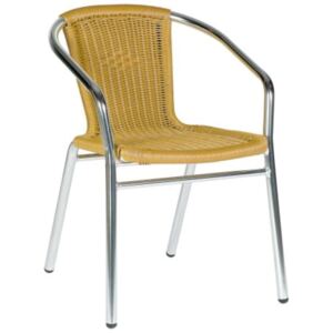 Netfurniture Acfa Aluminium And Beige Weave Stacking Chair - Outdoor
